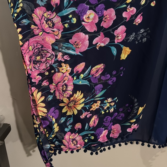 Pinky Navy Blue Sheer Kimono Women's One Size Floral, Beach, Vacation, Summer - Picture 7 of 8